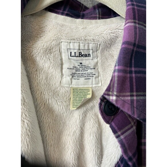 LL Bean Minky Fleece Flannel Shirt Women’s Medium Plaid Shacket Gorpcore Cozy - Picture 2 of 6